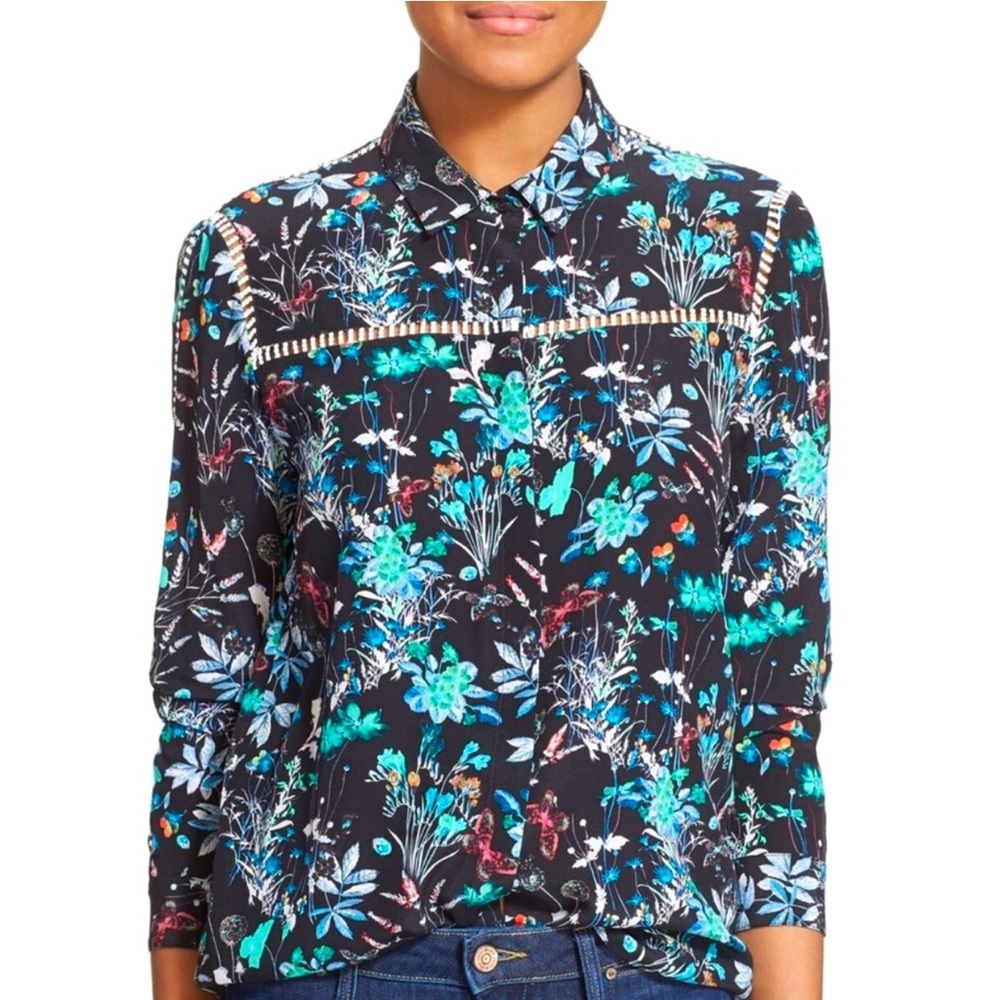 The Kooples Black Floral Button Down Shirt